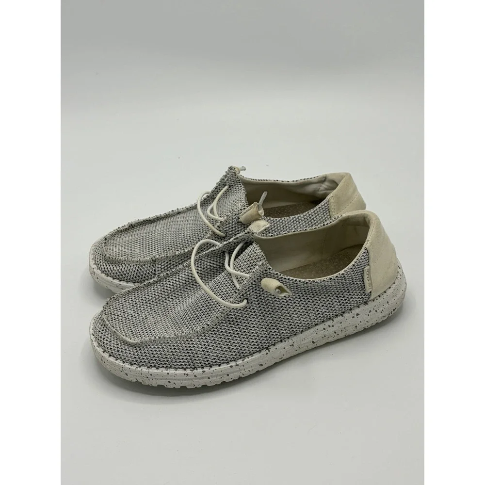 Hey Dude Wendy Shoes Womens Size 9 Gray Sox Stone White Slip On Comfort Casual